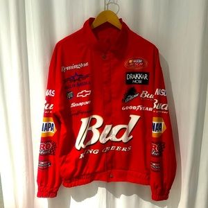 Novelty racing polyester red full zip up lightweight jacket
